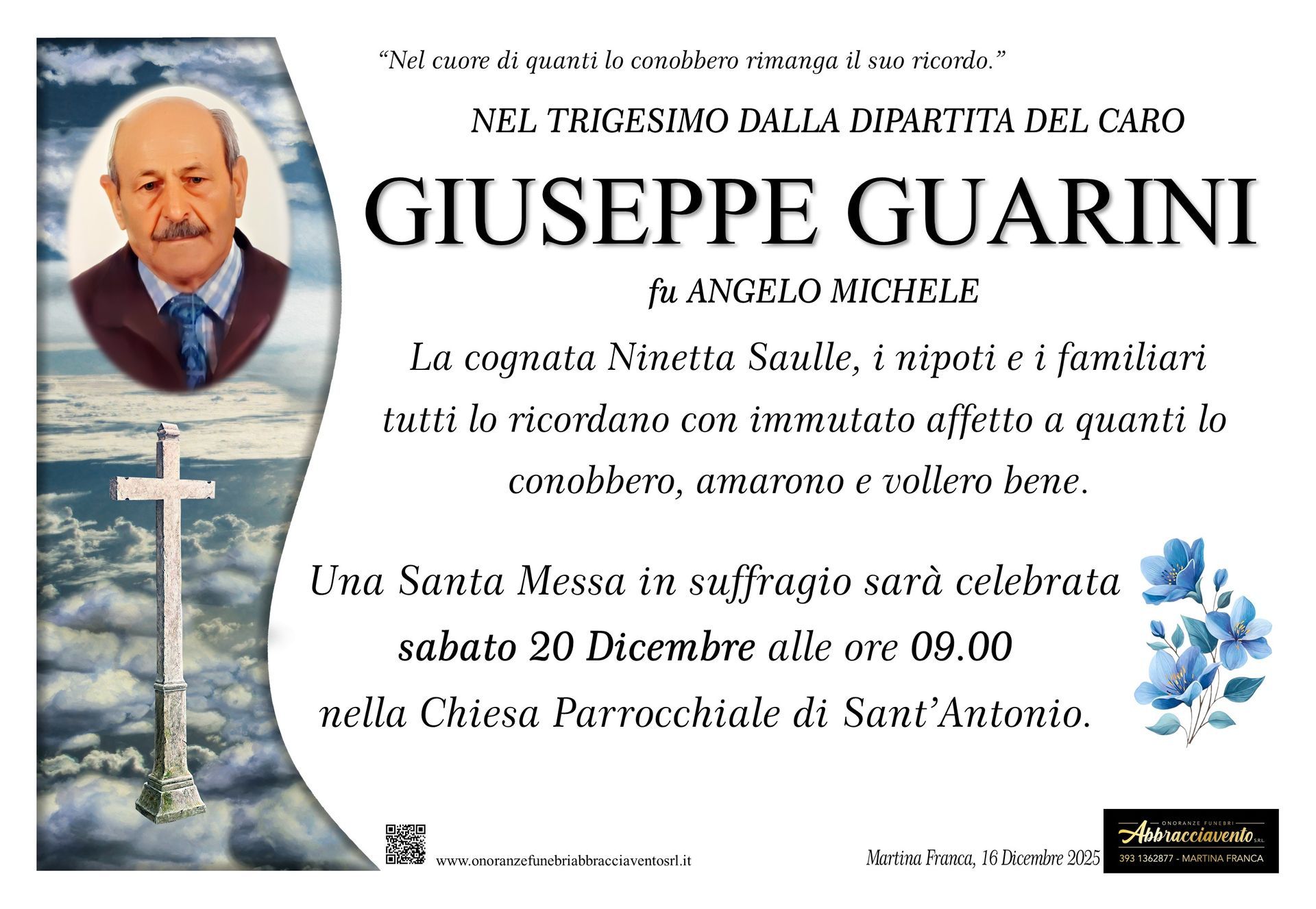 necrologio Giuseppe Guarini