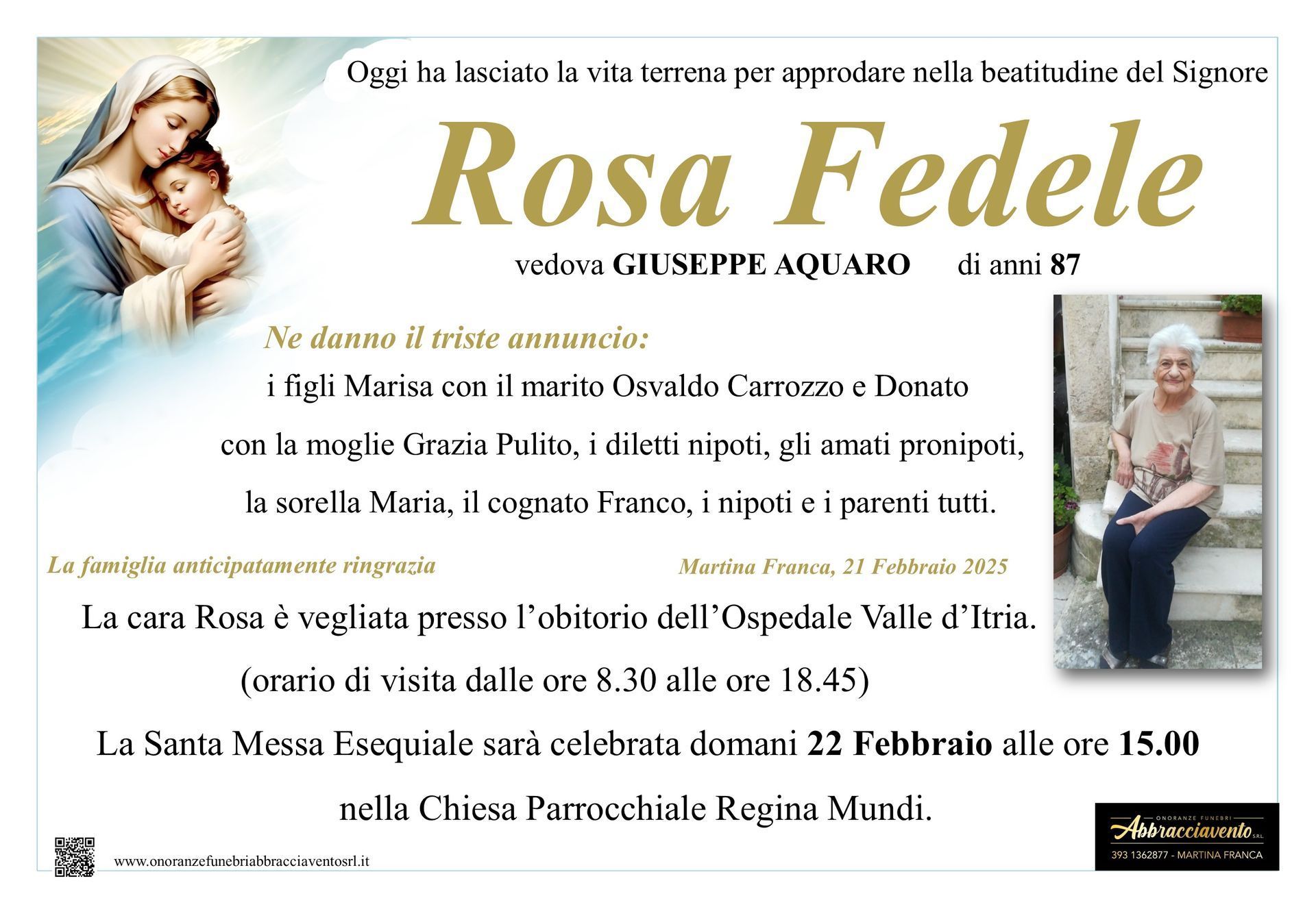 necrologio ROSA FEDELE