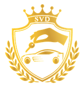 Logo doré : une main tenant une clé au-dessus d’une voiture.