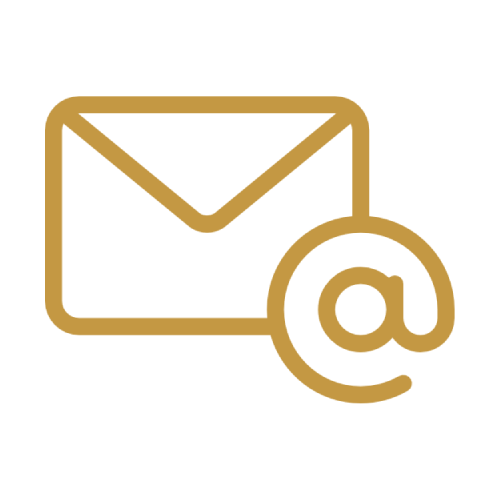Icône d'enveloppe avec un arobase, indiquant une communication par courriel.
