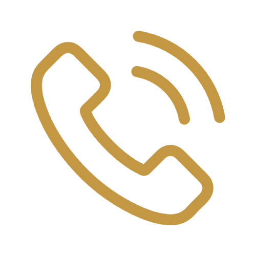 Contour doré d'un téléphone qui sonne.