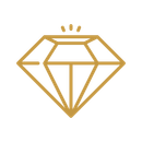 Contour doré d'un diamant étincelant.