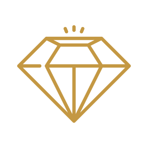 Contour doré d'un diamant étincelant.
