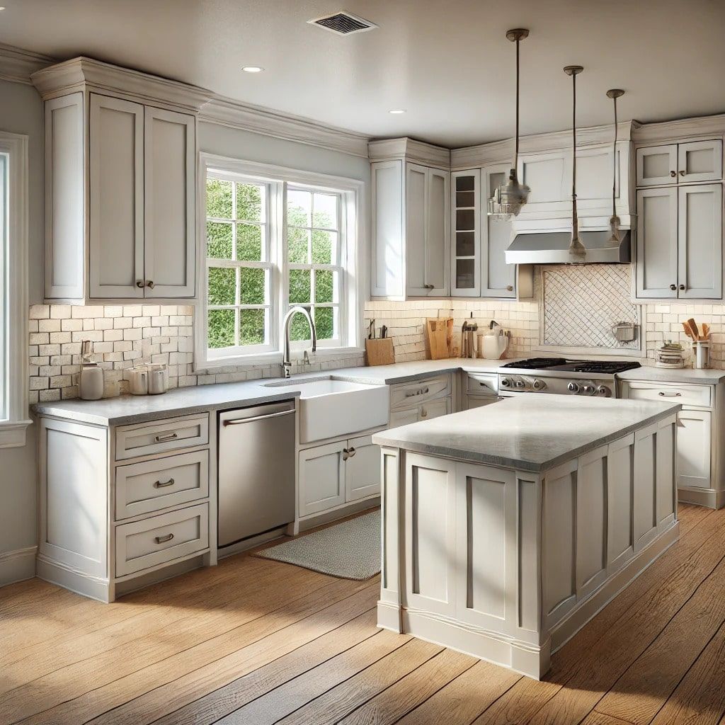 A kitchen with white cabinets and stainless steel appliances in NoVA