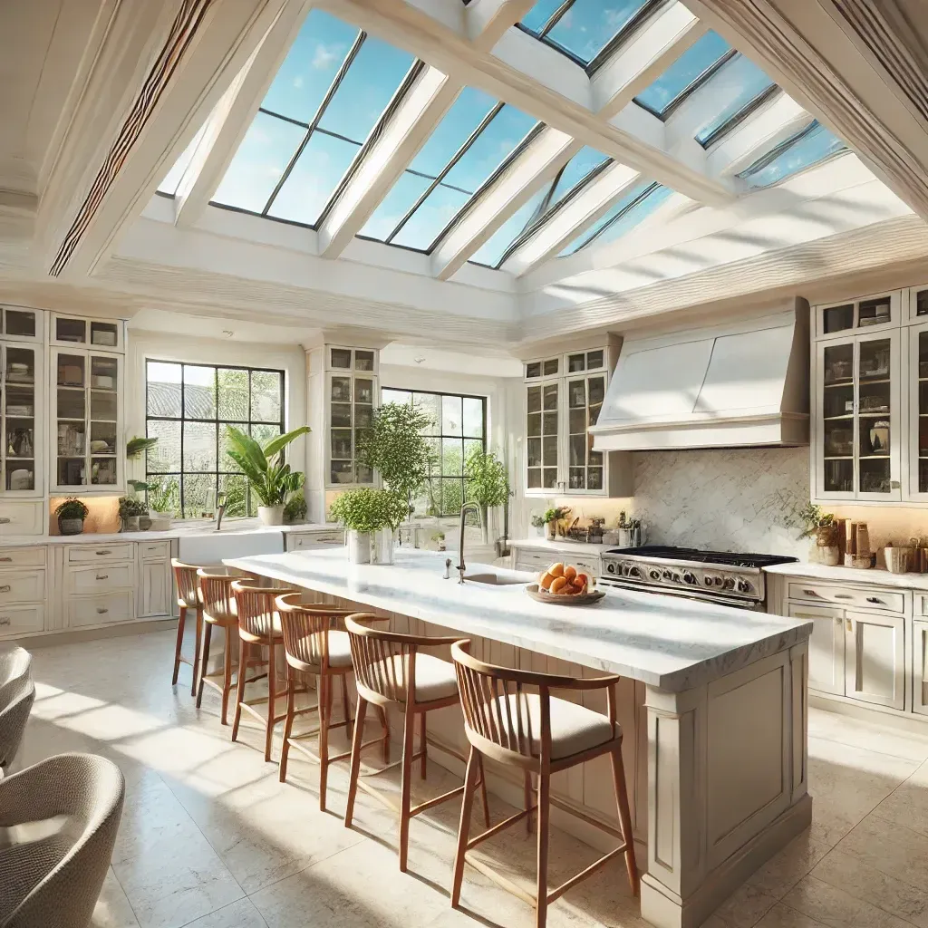 remodeled kitchen with skylights