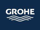 The grohe logo is white on a blue background.