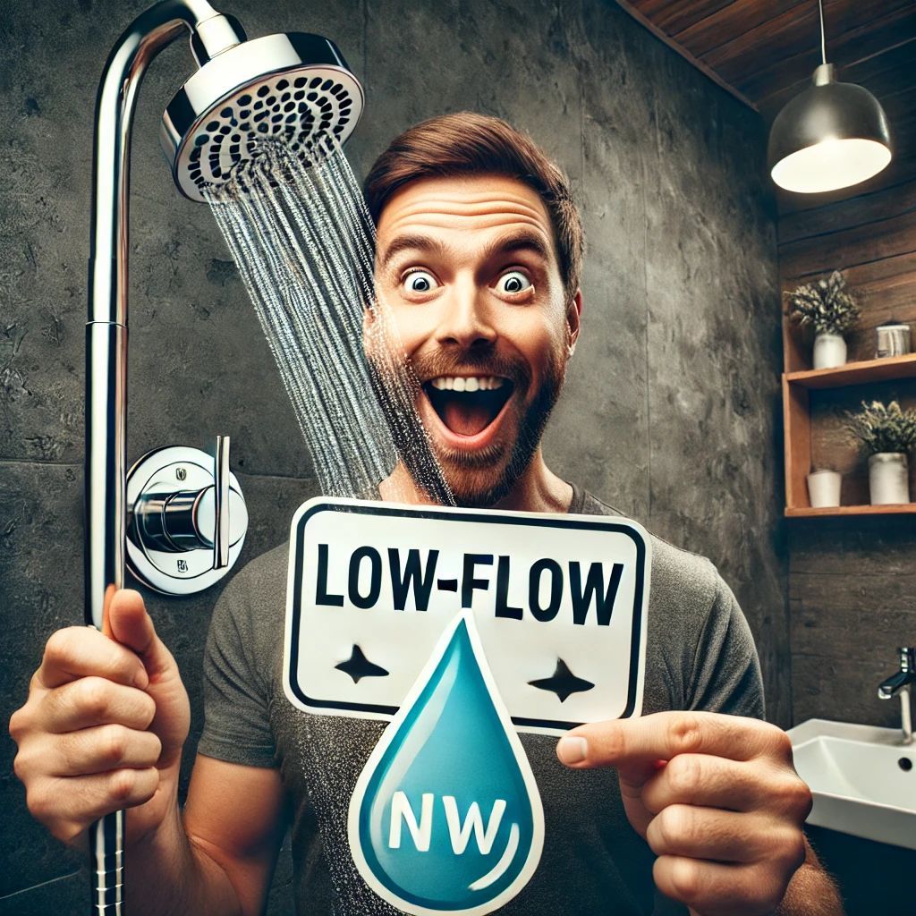 A man is wondering if low-flow faucets are good for his home improvement project. 