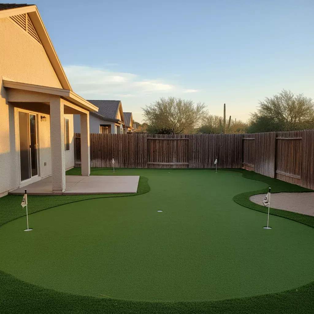 After putting green transformation Queen Creek backyard