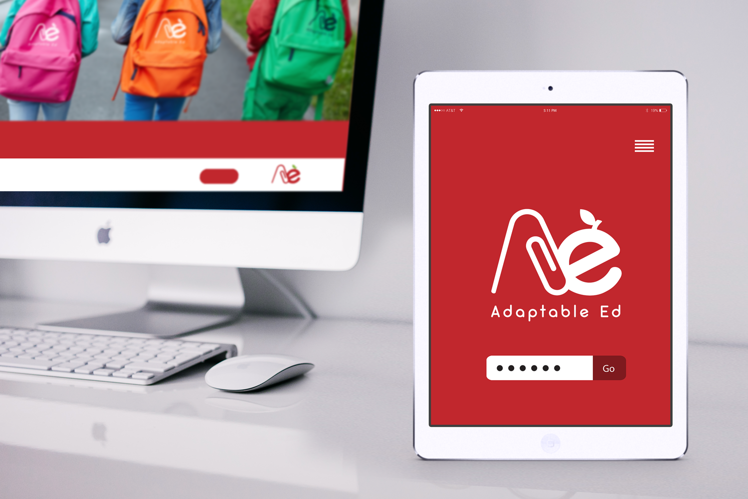 Be Unlimited brand Adaptable Ed tablet mockup