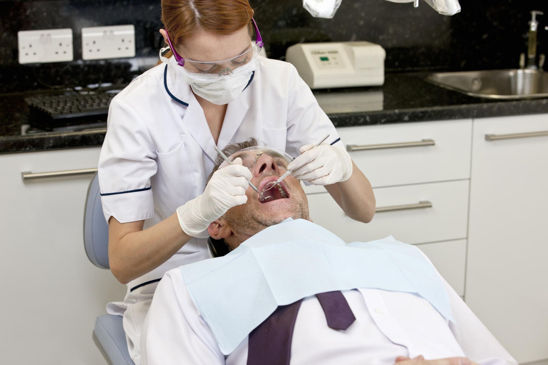 Man getting dental check up