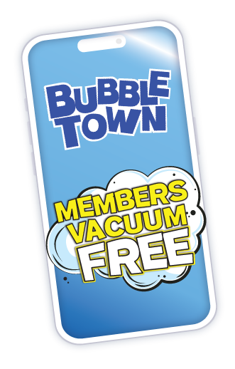 mobile phone with bubbletown logo and bubble that says 