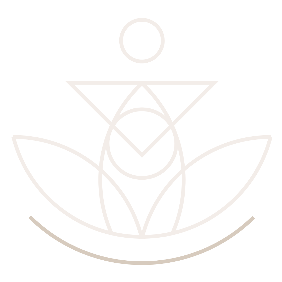 Een lijntekening van een persoon die in een lotusbloem zit.