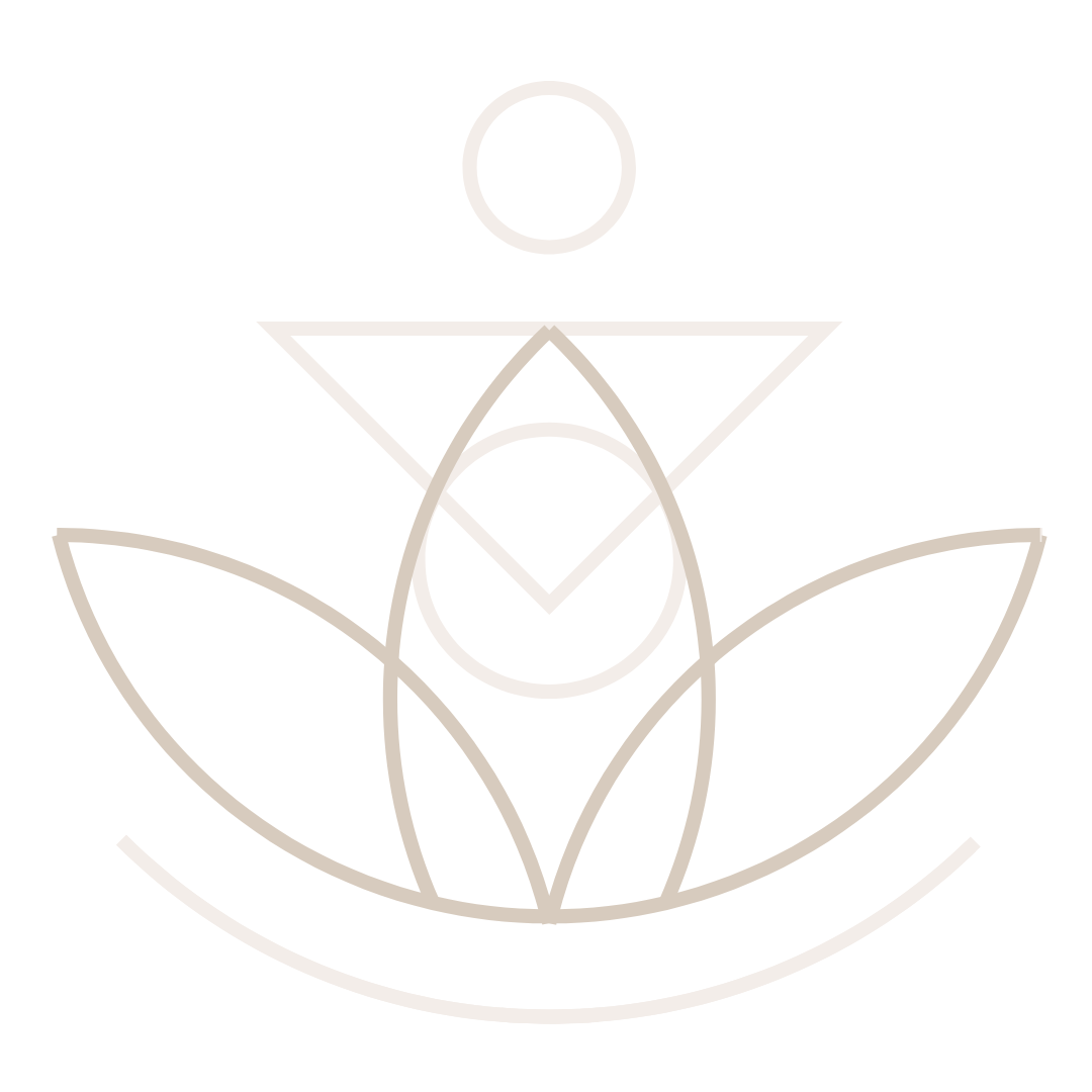 Een lijntekening van een lotusbloem met een driehoek in het midden.