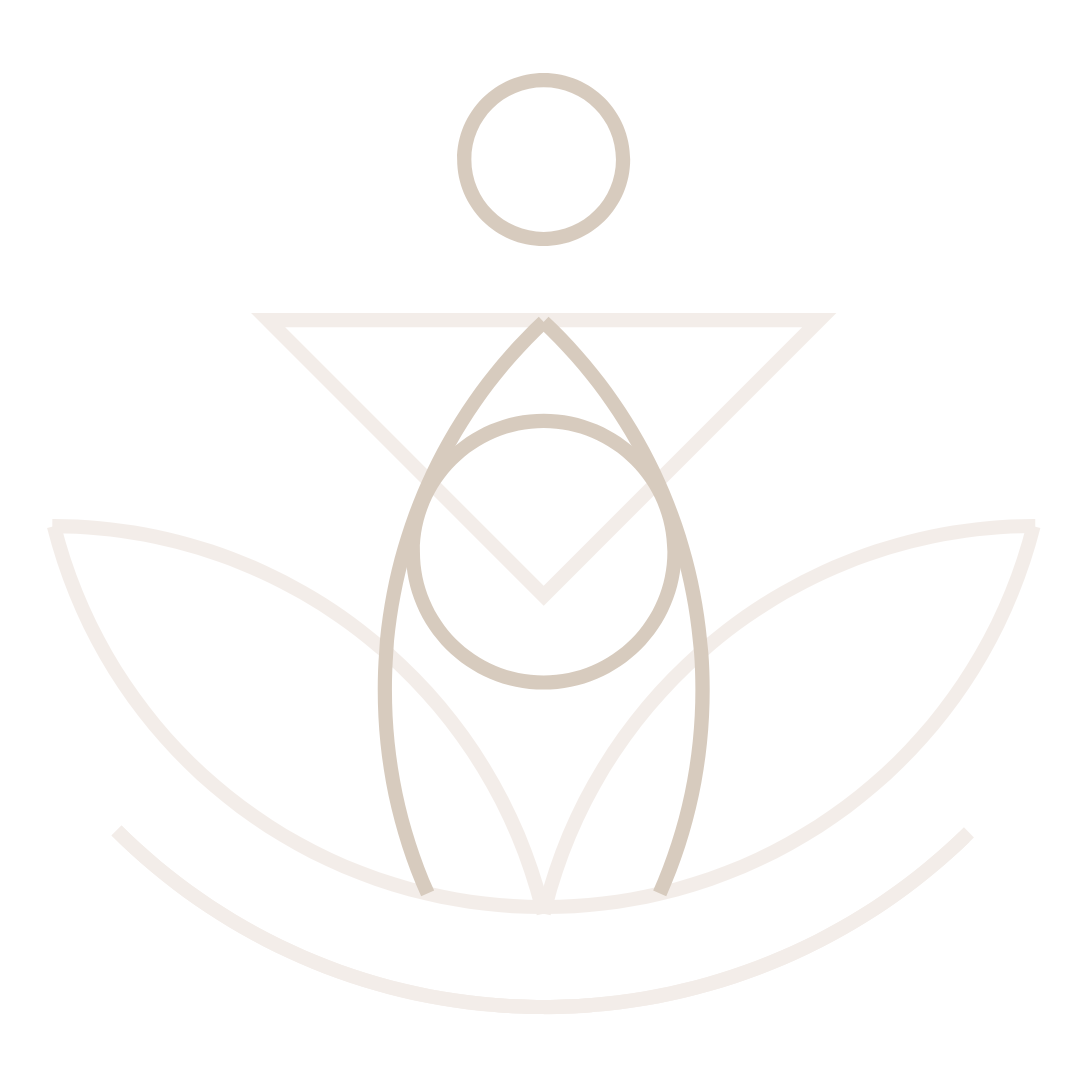 Een lijntekening van een zwangere vrouw die in een lotusbloem zit.