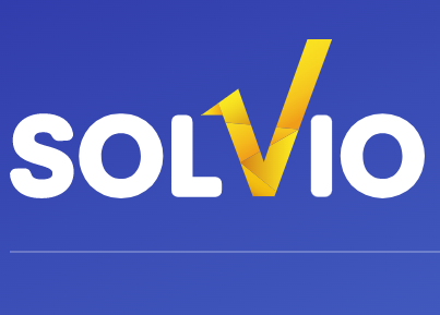 Een blauwe achtergrond met het woord solvio erop