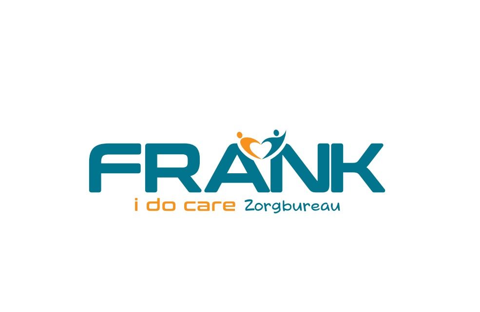 Een blauw-oranje logo voor frank i do care zorgbureau