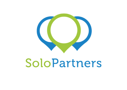 Een blauw en groen logo voor solopartners