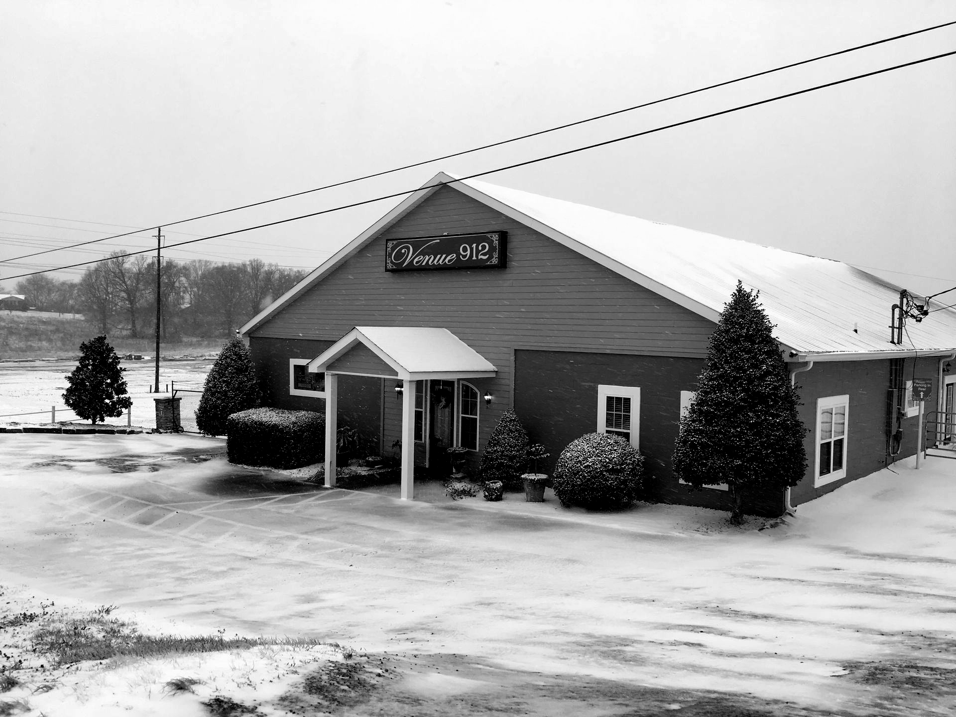 exterior of venue 912 in the snow