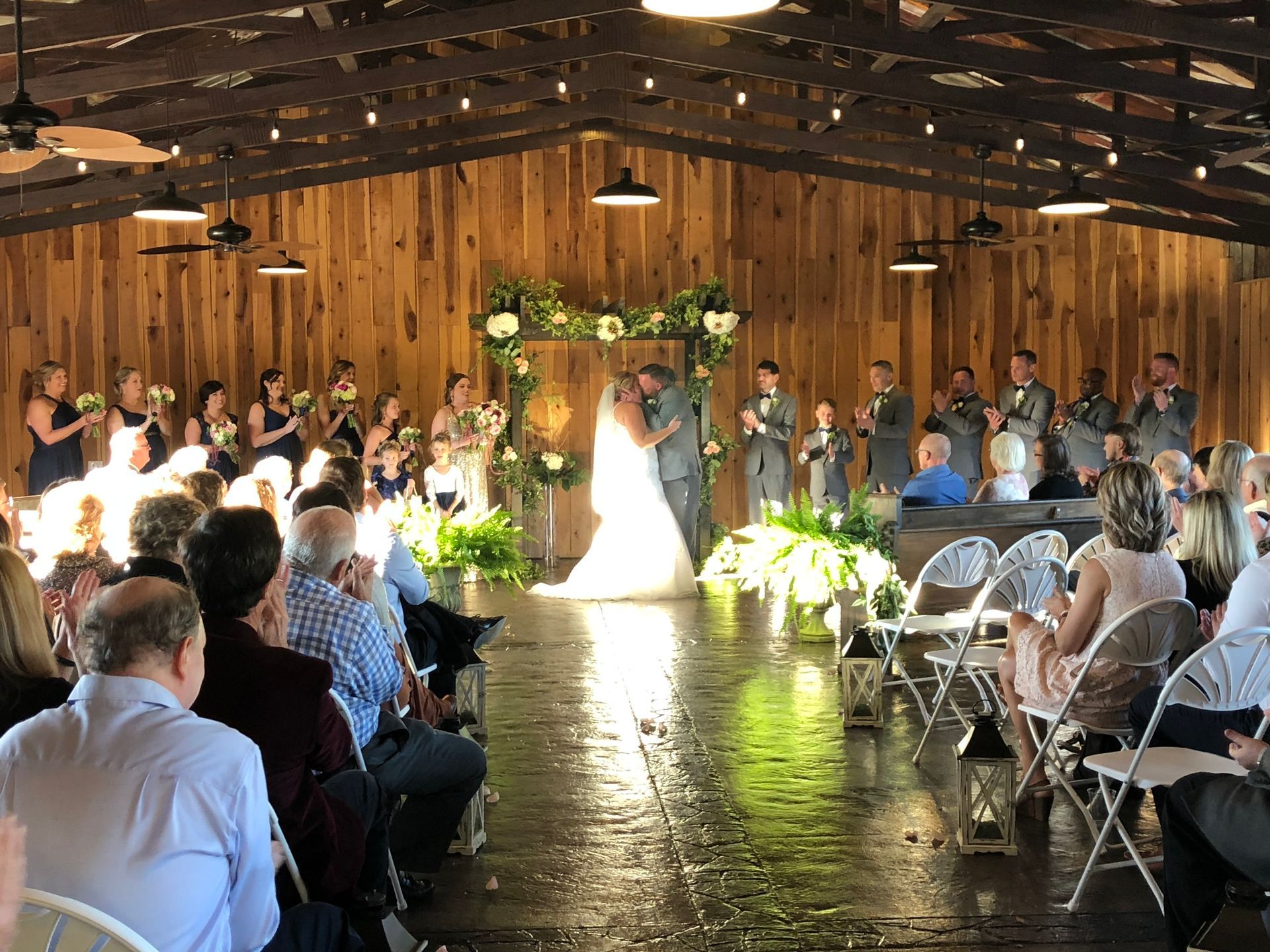 bride and groom's first kiss