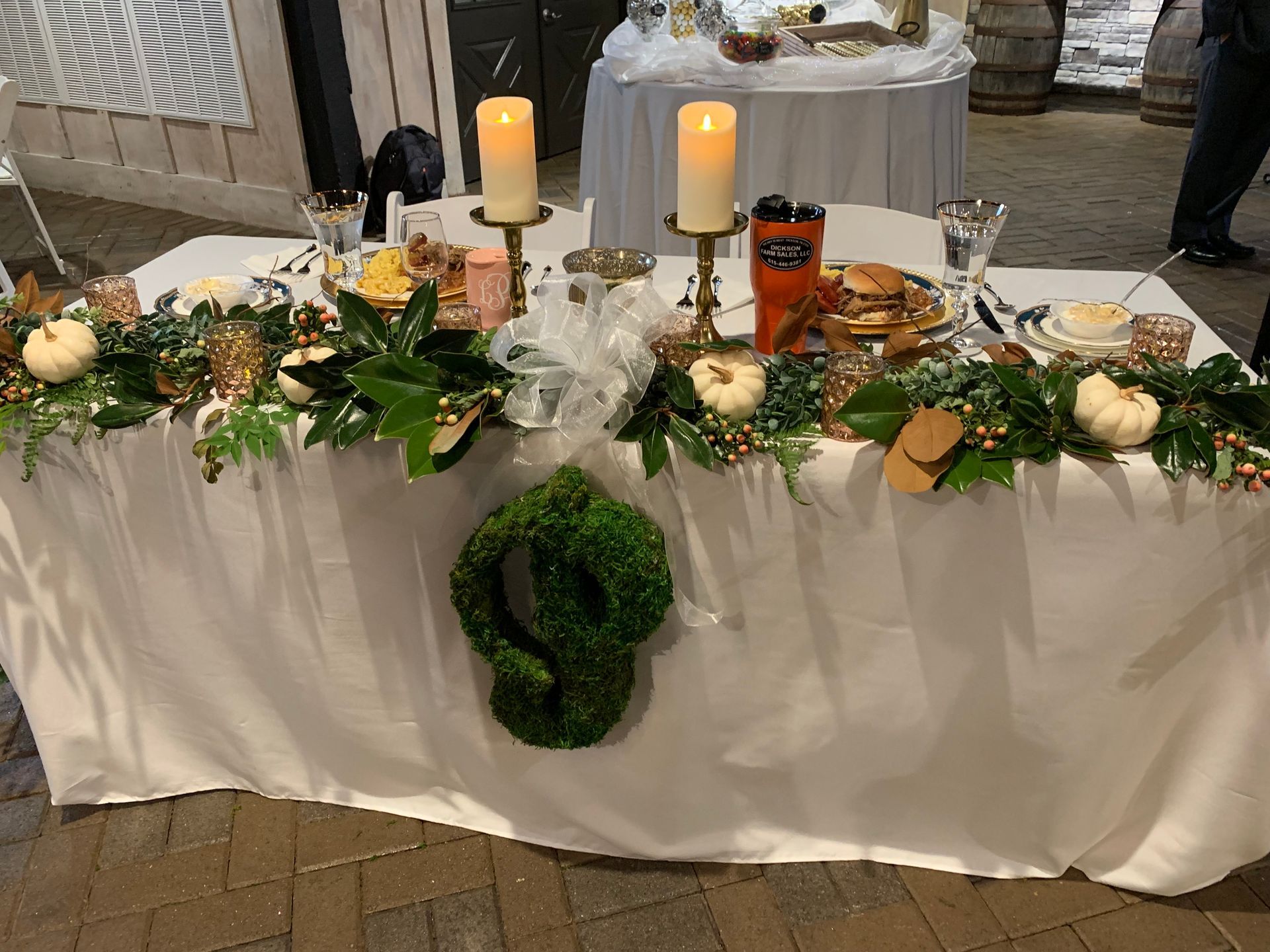 bride and groom's table with fall decor