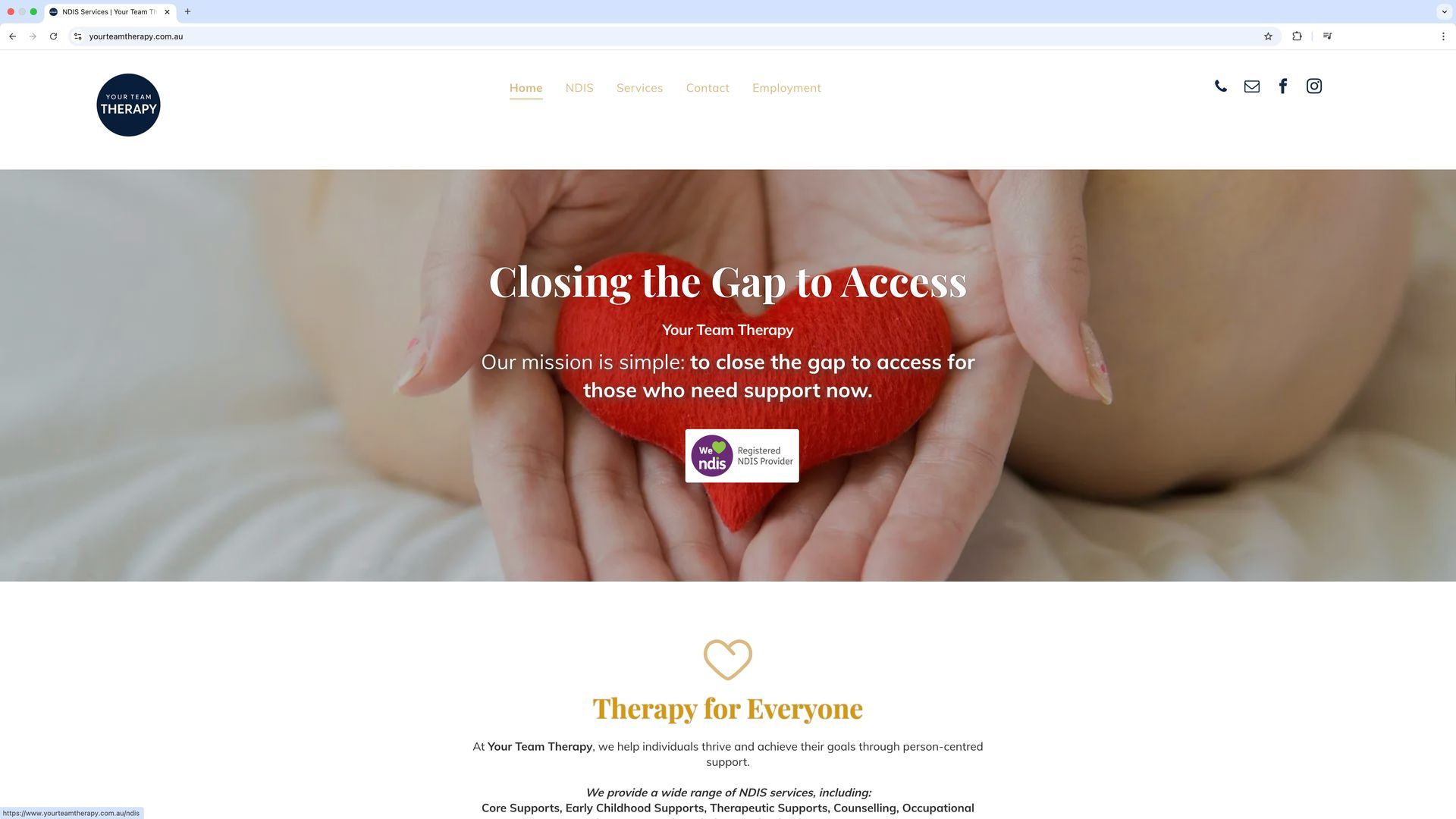 Your Team Therapy website