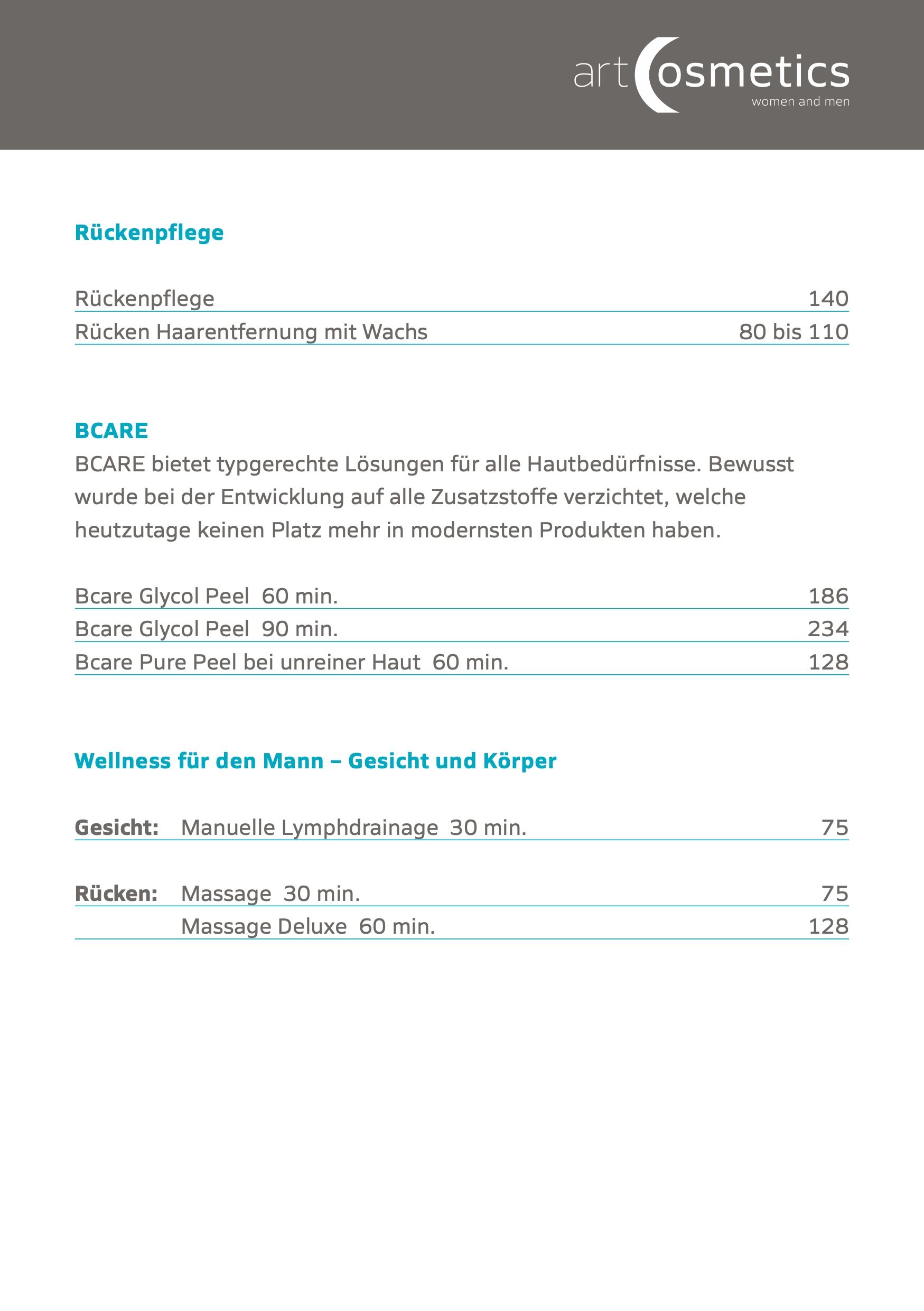 Preisliste art cosmetics
