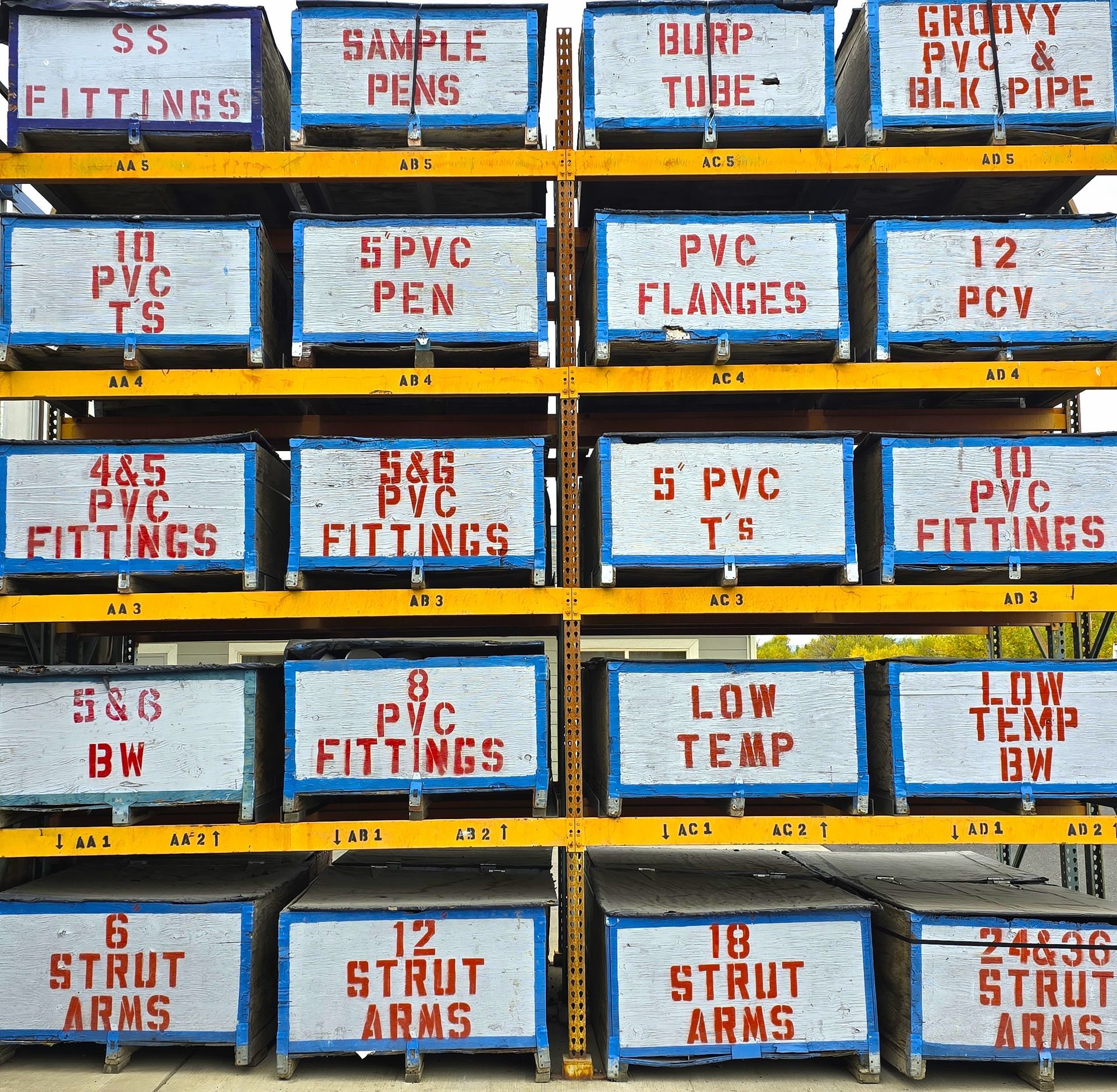 A bunch of boxes with pvc fittings on them
