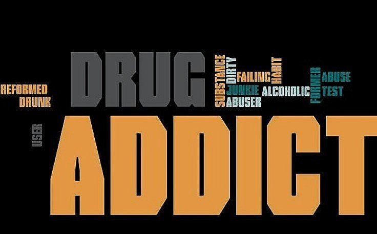 The word addict is on a black background