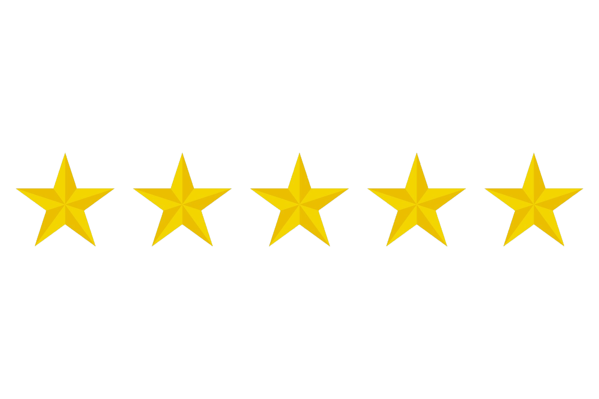 A row of five yellow stars on a white background. A row of five yellow stars on a white background.