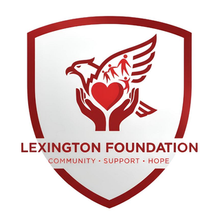 Lexington Foundation logo: red shield with eagle, heart, hands, family figures; 