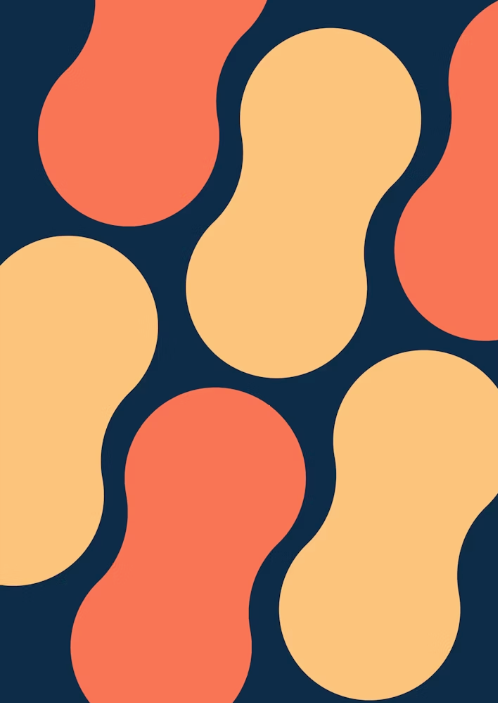 Abstract pattern of orange and yellow amoeba shapes on a dark blue background.