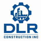 Blue DLR Construction Inc. logo with gear and city skyline icon