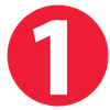 A red circle with a white number 1 inside of it A red circle with a white number 1 inside of it