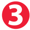 A red circle with a white number 3 inside of it A red circle with a white number 3 inside of it