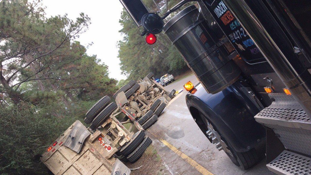 Trailer Recovery— White Truck Overturn in Houston, TX