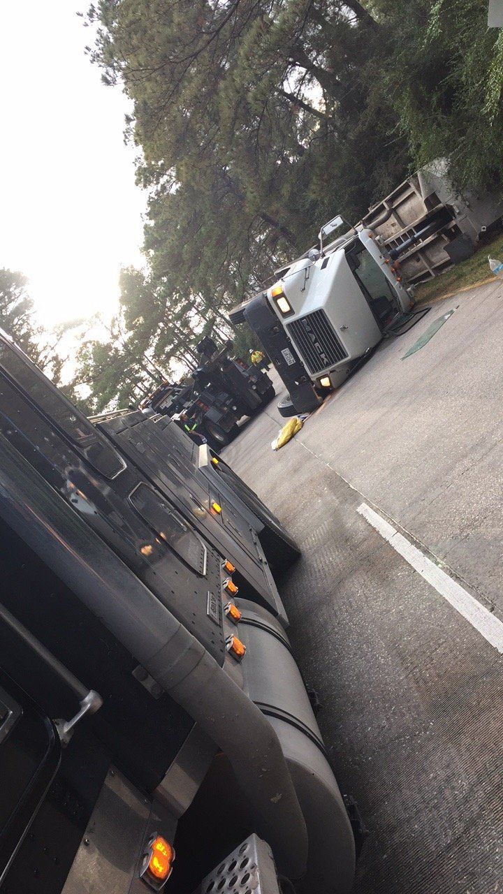 Rig Recovery — White Trailer Truck Tipped Over in Houston, TX
