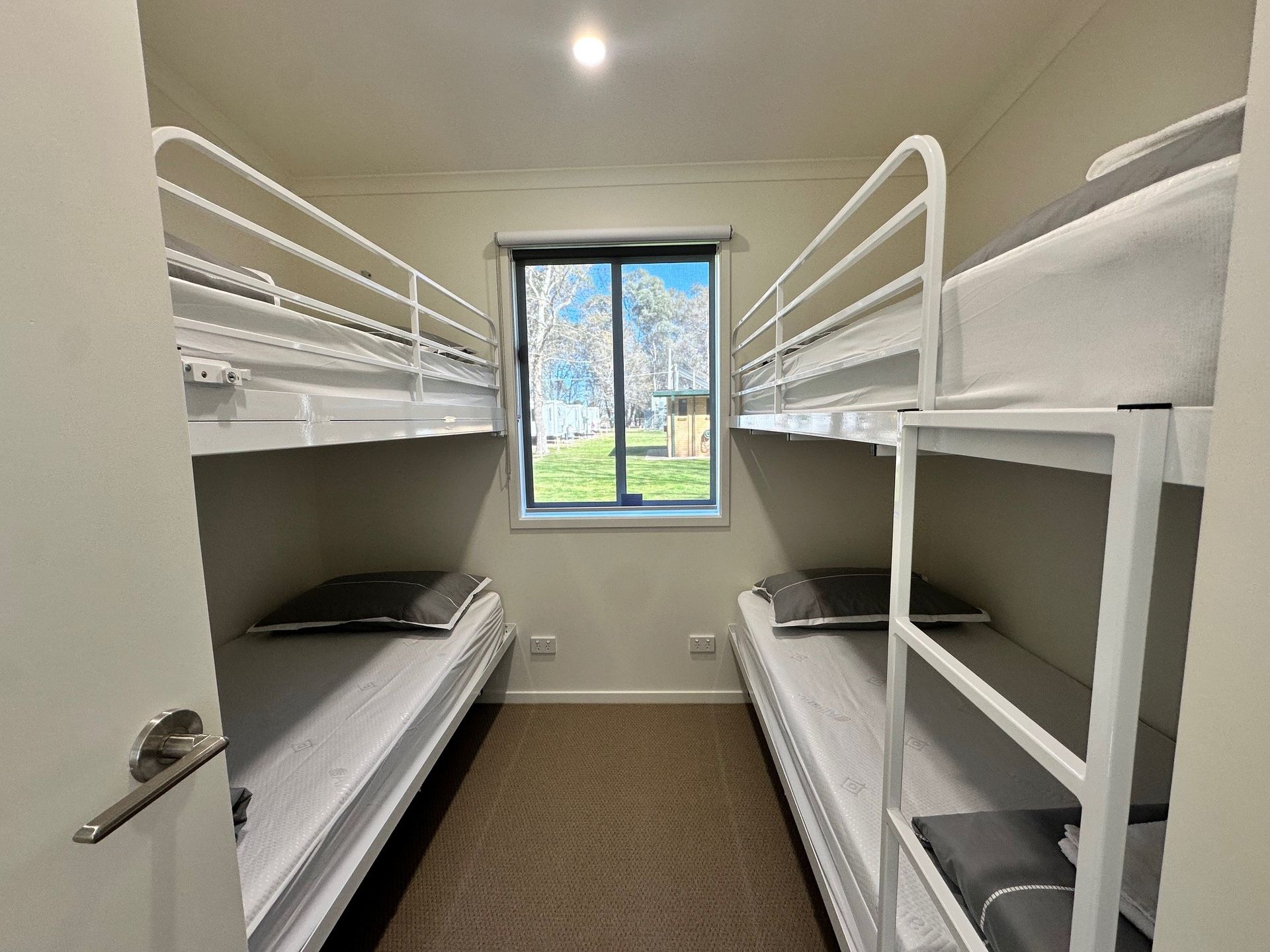 Bunk beds in the accessible 2 bedroom cabins at Darlington Point Caravan Park