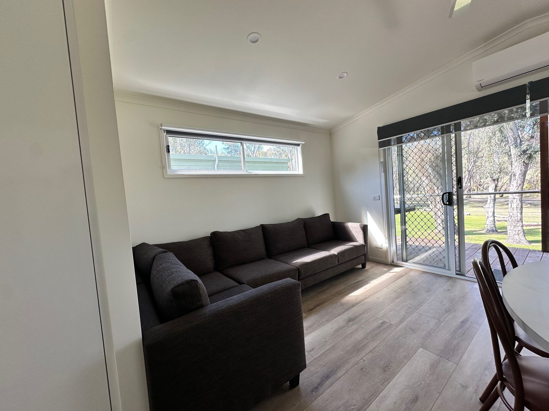 Lounge room of the 2 bedroom cabins at Darlington Point Caravan Park