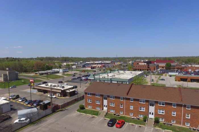 Aerial view of Fairway Plaza Apartments
