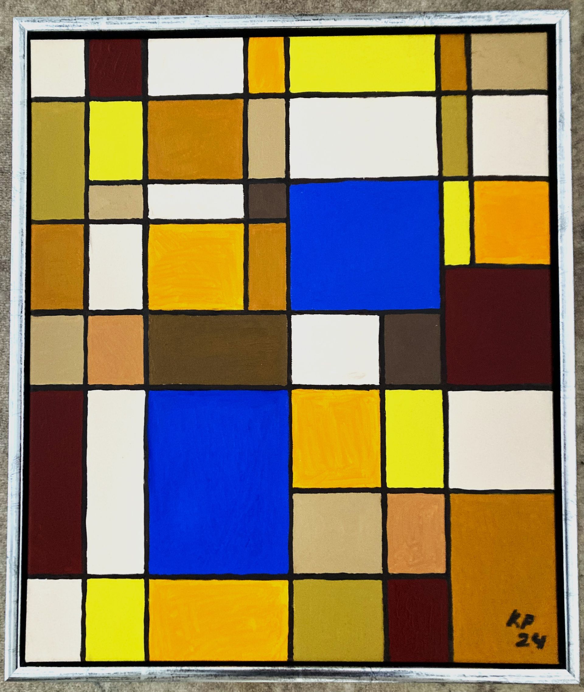 Een modern olieverfschilderij met uniek design.