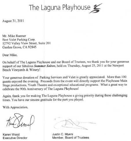 The Laguna Playhouse Letter