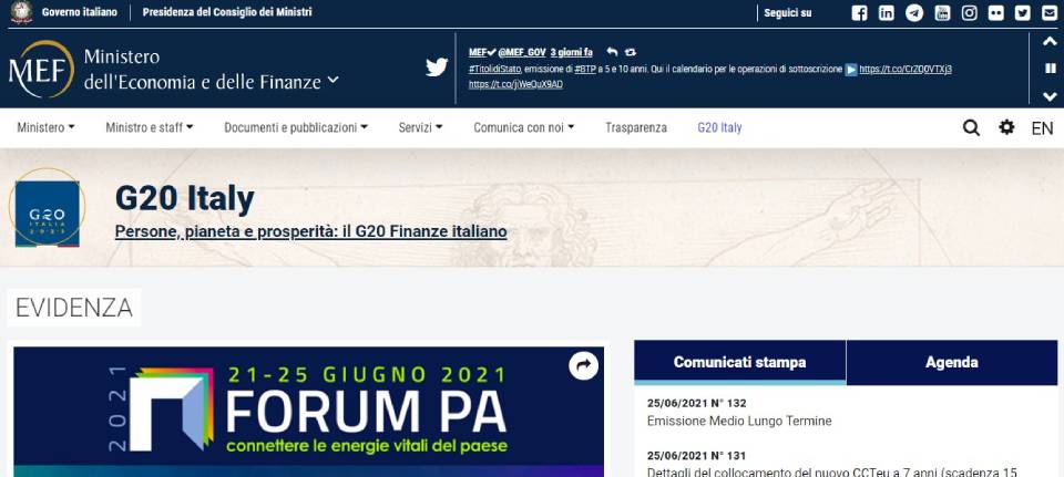 Sito Ministero Economia