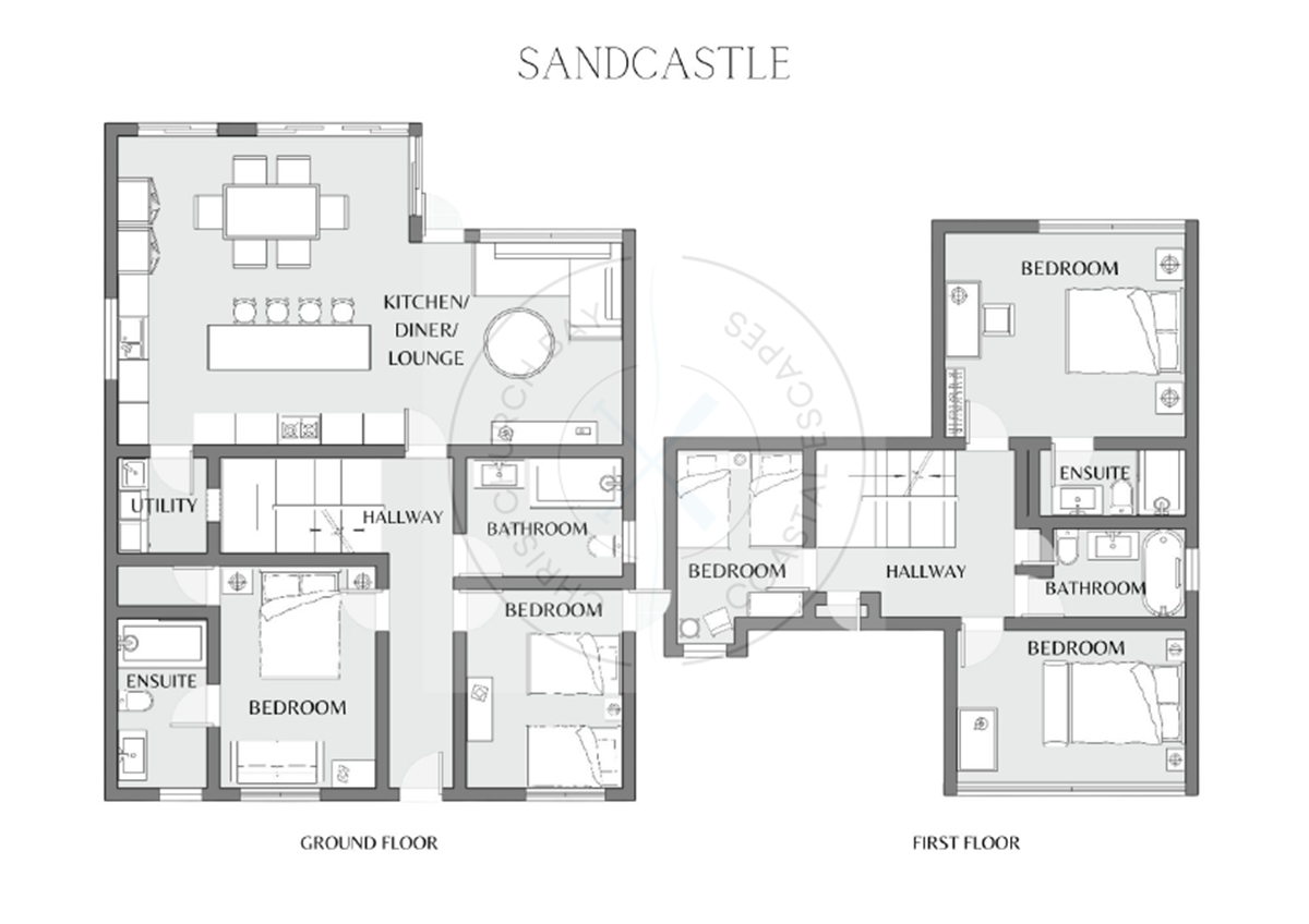 A black and white floor plan of a house.