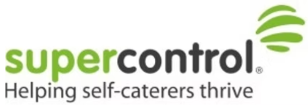 A logo for supercontrol helping self caterers thrive