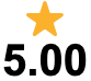 A yellow star is above the number 5.00 on a white background.