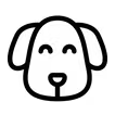 A black and white drawing of a dog 's head with its eyes closed.