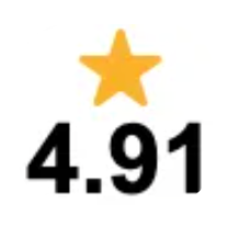 A yellow star is above the number 3.91 on a white background.