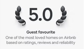 Guest favourite one of the most loved homes on airbnb based on ratings reviews and reliability