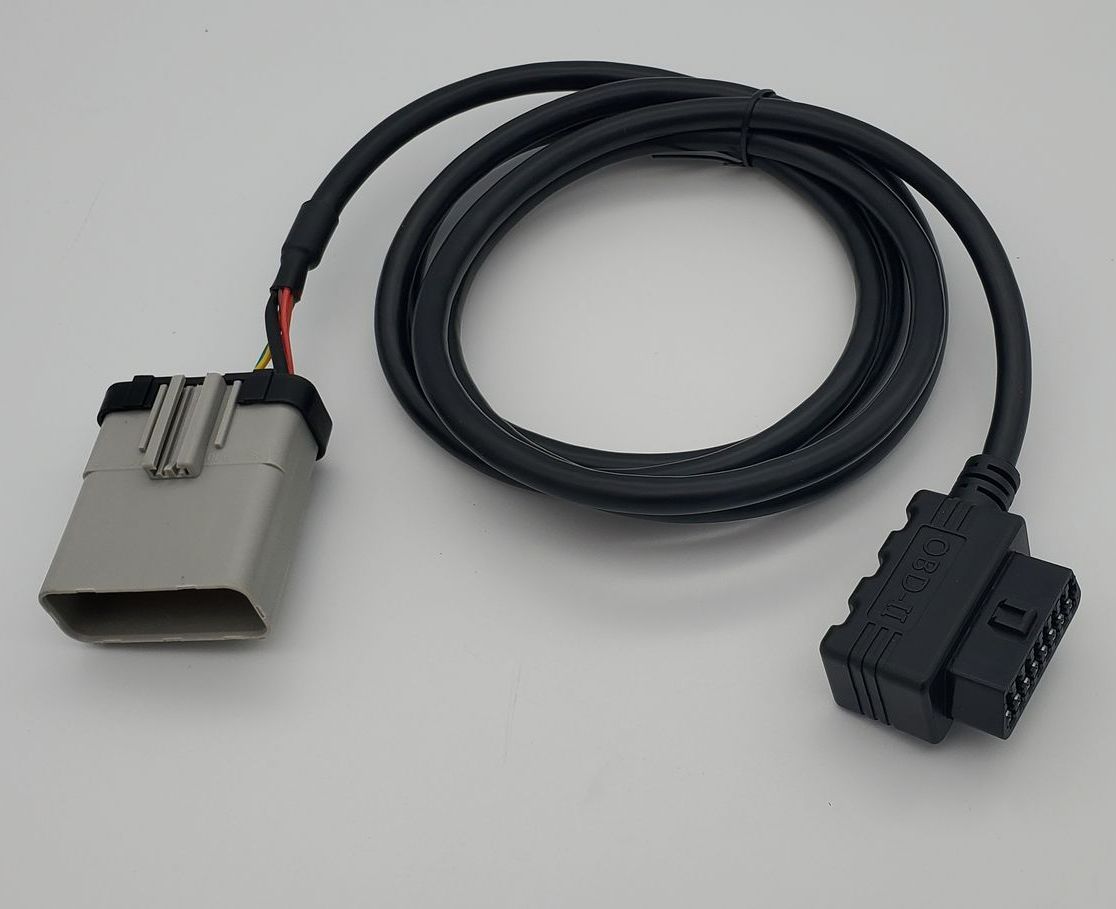 A black cable with a gray connector on the end