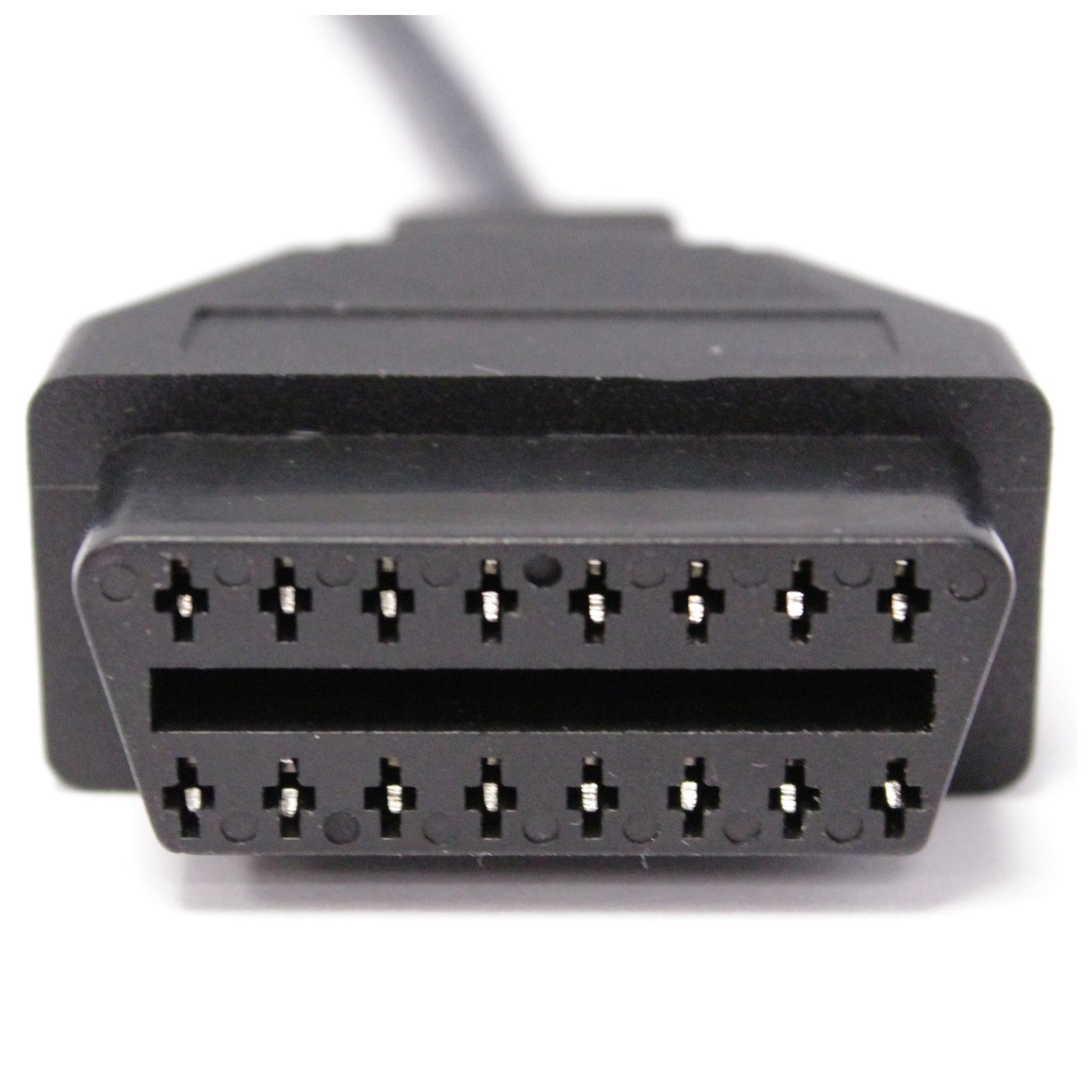 A close up of a black cable with holes in it